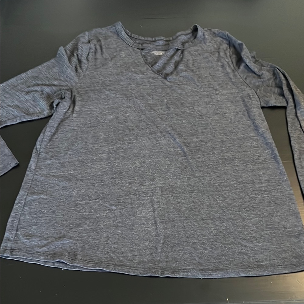 Lane Bryant Gray‎ Long Sleeve Cutout V-Neck Top Plus Size 18/20 Heathered Casual